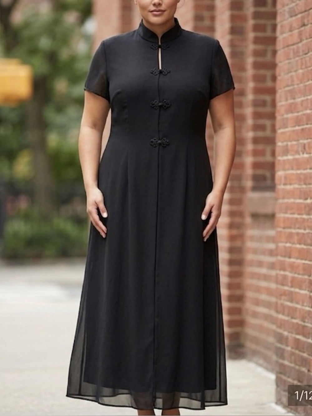 Sheri Martin New York Black Sheer Maxi Dress Plus Size 18